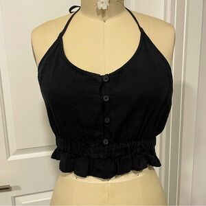 Zara Halter Tie Neck Crop Top